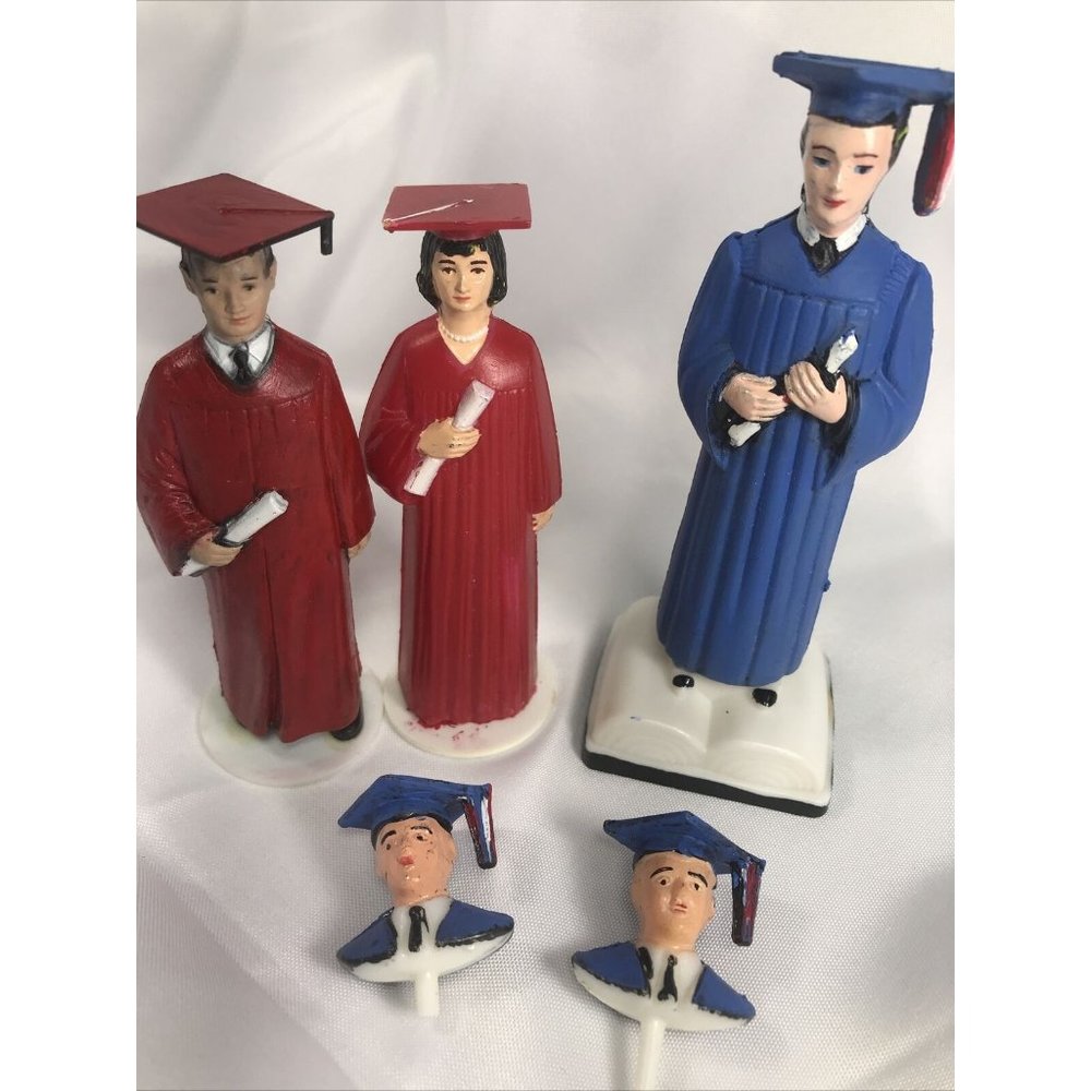 Vintage Graduation Cake Cupcake Toppers Highschool College Students Boy And Girl